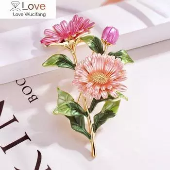 Эмалевая булавка в виде цветка маргаритки, женские булавки и броши, модная брошь, свадебный букет, одежда, ювелирные изделия, аксессуары, подарок для женщин розовый