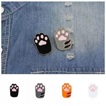 Эмалевая булавка в виде когтя кота из мультфильма, металлический значок, модная капающая масляная брошь, ювелирный подарок серый