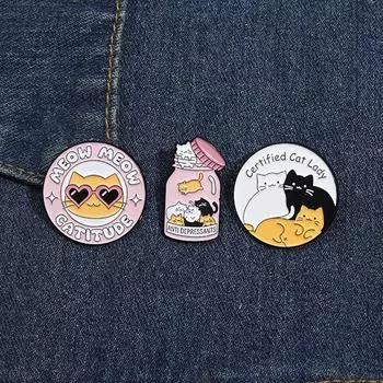 Эмалевая булавка в виде мультяшного кота, металлическая, симпатичная, значок в виде животных, брошь на лацкан одежды, значок на рюкзак, милые украшения в виде животных, подарки #468706 A