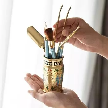 Эмалевая чайная церемония Six Gentlemen бытовая латунная антикварная чайная ложка-нож зажим для кунг-фу чайные принадлежности