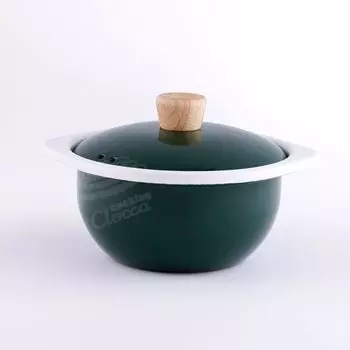 Эмалевая емкость Fuji Enamel Cocotte Cotton Series Green 15 см CTN-15C.CG
