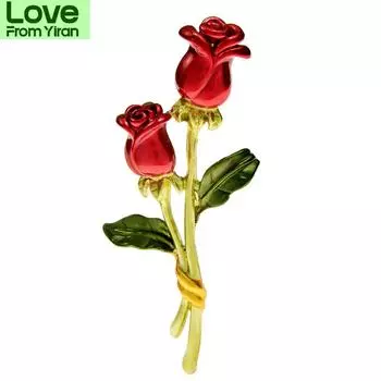 Эмалевые броши в виде розы для женщин, модный сплав, дешевые ювелирные изделия, свадебная булавка, 2 цвета, в наличии, подарок красный