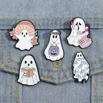Эмалевые булавки в виде тыквы на Хэллоуин, брошь в виде гриба и цветка, значок на лацкан, забавные твердые булавки, оптовая продажа, рюкзак, ювелирные изделия, подарок для друзей