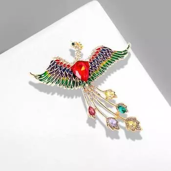 Эмалевые хрустальные броши в виде птицы Феникс, летящая красавица, брошь премиум-класса «Темперамент» унисекс розовый