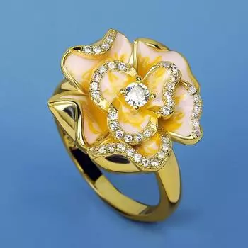 Эмалевые украшения Благородный золотой цветочный циркон Цветочное кольцо для невесты Украшения ручной работы Клей No. 6