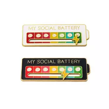 Эмалевые значки My Social Battery Emotions для женщин и мужчин, трекер настроения, металлические броши, значки, модные украшения для вечеринок, аксессуары, подарок белый