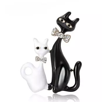 Эмалевый бант, две броши с изображением кота для женщин, унисекс, заколки с животными, 2 цвета, в наличии, повседневные аксессуары для вечеринок, подарки