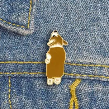 Эмалированная брошь с мультяшной собакой в виде лапы, джинсовая куртка, значок на рюкзак, ювелирный декор