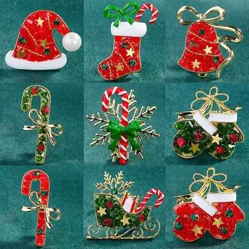 «Эмалированная брошь в виде снежинки и трости — универсальный праздничный подарок для украшения свитера, кардигана или шарфа»