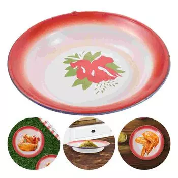 Эмалированная фруктовая чаша, поднос в стиле ретро, контейнер для конфет, красные тарелки, посуда для фруктов, салатница, закуска