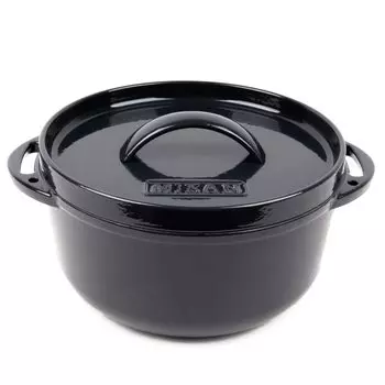 Эмалированная голландская духовка MIKAN темно-синяя