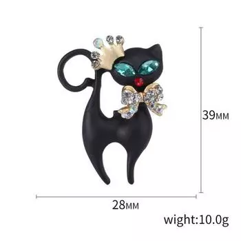 Эмалированная капля масла, инкрустированная бриллиантом, черная кошка, креативный дизайн, брошь-корсаж, женские аксессуары чёрный