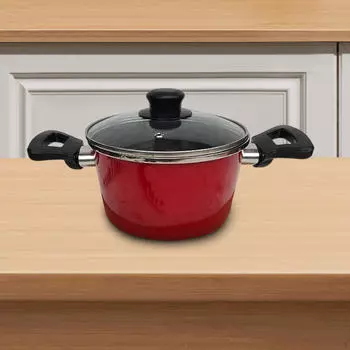 Эмалированная кастрюля для готовки, легкая, с двумя короткими ручками, эмалированная посуда для бульона, чили, рагу 19cm красный