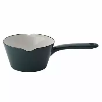 Эмалированная кастрюля для молока Fuji с двумя горлышками, 14 см, дымчато-голубая (с масштабом) 0.8L