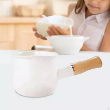 Эмалированная кастрюля для молока, подогреватель масла, плавильный котел, 500 мл, кипящий антипригарный маленький суп белый