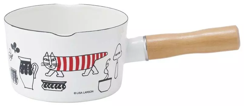 Эмалированная кастрюля для молока Skater с двумя горлышками Lisa Larson Kitchen 13 см, кастрюля 0,8 л для одной руки ENMP2-A