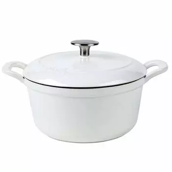 Эмалированная кастрюля Fissler Karen Cocotte 20 см, белая, совместимая с газом, японская литая эмаль, двуручная, огонь/IH [Авторизованный продукт] EMP-C202N001W белый
