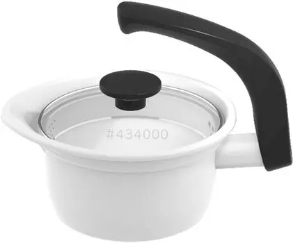 Эмалированная кастрюля Fuji белая IH совместимая стеклянная крышка с отверстием для слива Ena кастрюля для одной руки 1.4L EP-1.4LW белый