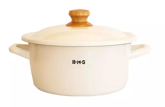 Эмалированная кастрюля Fuji с двумя ручками, 20 см, белая, BMS-20W/W белый