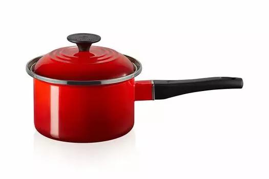 Эмалированная кастрюля Le Creuset EOS, 16 см, вишнево-красная, японская, для управления одной рукой [Авторизованный продукт]