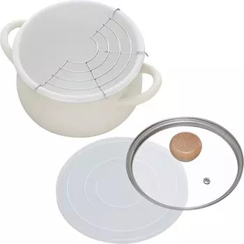 Эмалированная кастрюля Wahei Freiz, 18 см, серая, совместимая с IH, газовая кастрюля, кастрюля для приготовления бульона темпура, для жарки во фритюре двумя руками RB-3244 серый