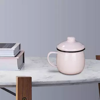 Эмалированная кружка для питья, 380 мл, чашка для кофе с ручкой, эмалированная посуда для чая для офиса, столовой, дома жёлтый