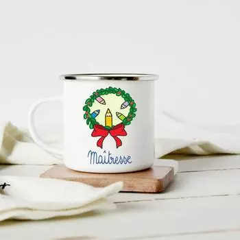 Эмалированная кружка Thank You Mistress, идея подарка для любителя кофе, оригинальный подарок учителю с цветочным узором, идеальный подарок на День учителя 360ml