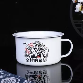 Эмалированная миска для лапши быстрого приготовления, 1300 мл, эмалированная кружка с ручкой, ланч-бокс в стиле ретро 1970-х годов, подарок A