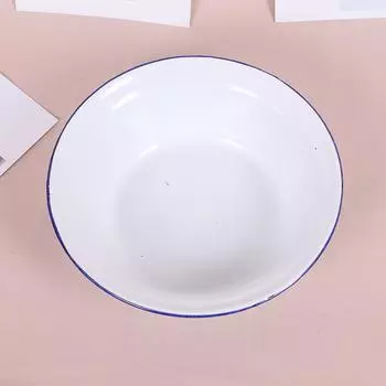 Эмалированная салатница, старинная домашняя миска с загнутыми краями, для овощей и фруктов, супа, пасты, кухонная подставка, миски для еды, тесто