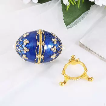 Эмалированная шкатулка для драгоценностей, ценный футляр для безделушек, в форме яйца, сверкающий, в винтажном стиле, в стиле художественных промыслов
