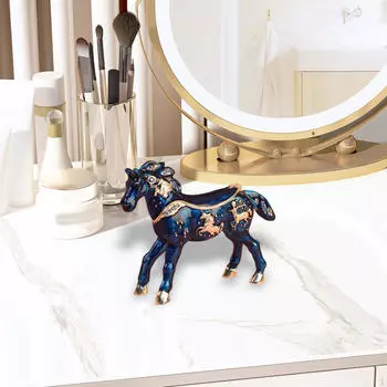 Эмалированная шкатулка для украшений, украшение ручной работы, фигурки, органайзер, хранение безделушек синий