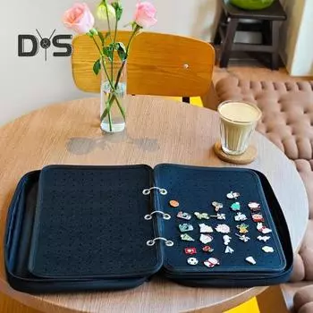 Эмалированная витрина для значков с ручкой-молнией, большая вместимость, портативная демонстрационная доска для значков, папка для значков чёрный