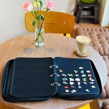 Эмалированная витрина для значков с ручкой-молнией, большая вместимость, портативная демонстрационная доска для значков, папка для значков чёрный