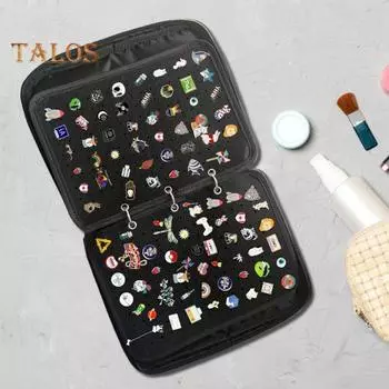 Эмалированная витрина для значков с ручкой-молнией, большая вместимость, портативная демонстрационная доска для значков, папка для значков чёрный