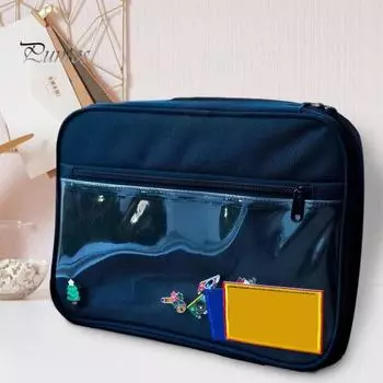 Эмалированная витрина для значков с ручкой-молнией, большая вместимость, портативная демонстрационная доска для значков, папка для значков чёрный