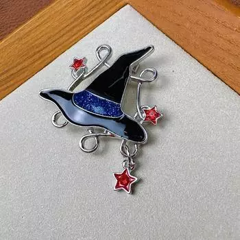 Эмалированная волшебная шляпа волшебника, брошь для женщин и мужчин, булавка, ювелирные изделия на Хэллоуин, аксессуары со звездами, новинка высокого качества