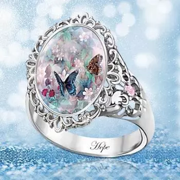 Эмалированное кольцо, элегантное цветочное украшение, модное US 6