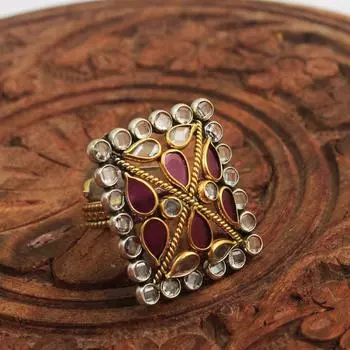 Эмалированное кристаллическое кольцо из стерлингового серебра 925 пробы с позолоченными ювелирными изделиями