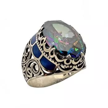 Эмалированное серебряное кольцо с мистическим топазом 240053310G16Y