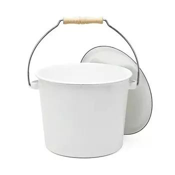 Эмалированное ведро Noda с крышкой, сделано в Японии, 4,3 л, FB-20 белый