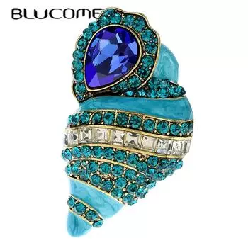 Эмалированные броши Blucome Conch для женщин, летняя мода, пляжная булавка, ювелирные изделия, дизайн с насекомыми, аксессуары, новинка 2023 серебряный