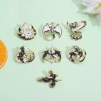 Эмалированные булавки с драконом и орлом, броши с птерозаврией, лапен, значок, декор для рюкзака