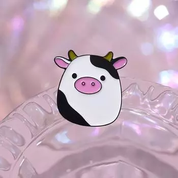 Эмалированные булавки с милыми животными, корова, металлическая мультяшная брошь, одежда, рюкзак, значки с лацканами, ювелирные аксессуары, аксессуары