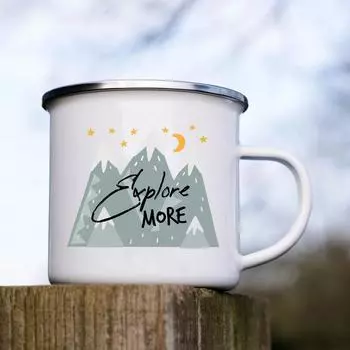 Эмалированные кофейные кружки с нарисованными вручную логотипами для приключений. Коллекция эмалированных кружек для кемпинга, вечеринок у костра, пивных кофейных чашек. 360ml