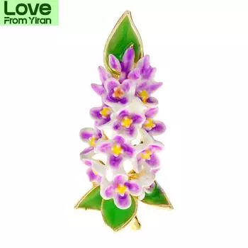 Эмалированные красивые броши с сиреневым цветком для женщин, розовый цвет, свадебная булавка с растением, летние дизайнерские аксессуары, высокое качество