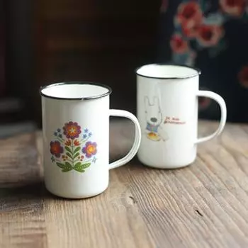 Эмалированные кружки для кофе, чая, воды, молока, походные кружки с ручкой, кружка для напитков, кружка для отпуска, походов, подарков 400ml-450ml