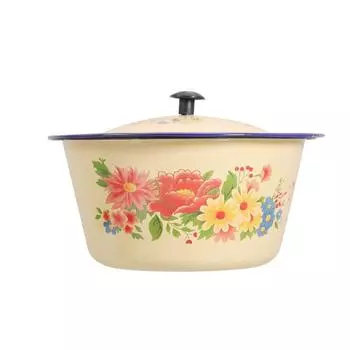 Эмалированные миски с крышкой, желтый суп, салат, сервировочный горшок, контейнер для фруктов, хлопьев, эмалированная посуда, таз с салом 14CM