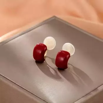 Эмалированные серьги без проколов в ушах, модные красные катушки от комаров без проколов в ушах, клипсы для женщин