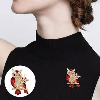 Эмалированные стразы в форме совы, встроенная брошь, значок, банкетные украшения