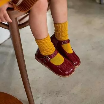 Эмалированные туфли на плоской подошве для девочек Baby Jam Wine-A026 130